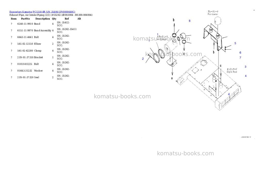 Komatsu pc1250-8r s/n 35406-up Parts catalog cover Page 2