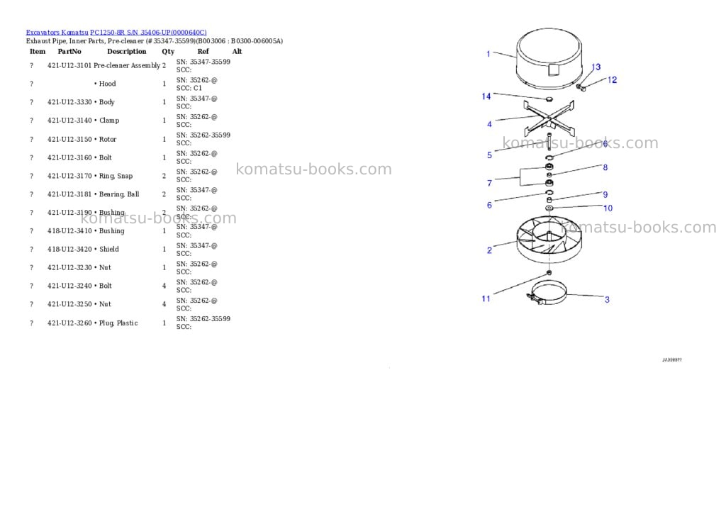 Komatsu pc1250-8r s/n 35406-up Parts catalog cover Page 4