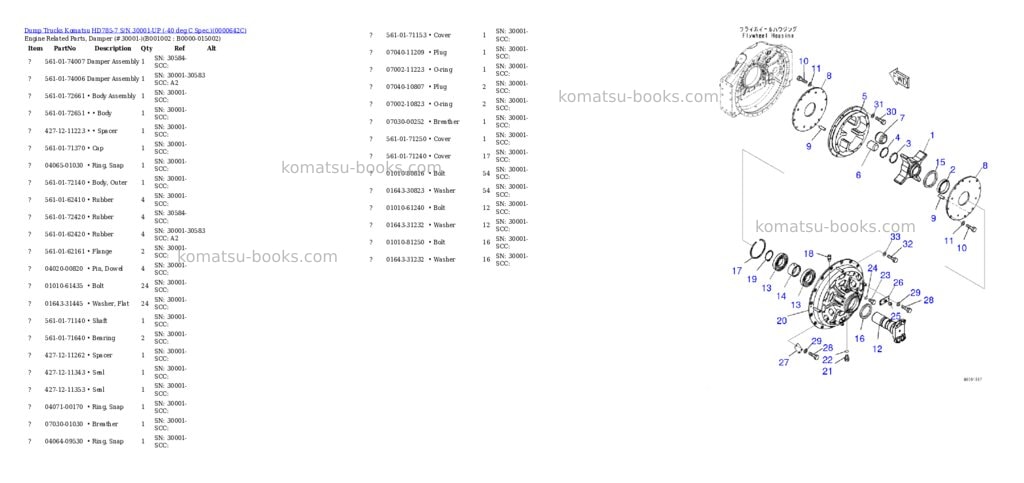 Komatsu HD785-7 S/N 30001-UP (-40 deg C Spec.) Parts catalog cover Komatsu HD785-7 S/N 30001-UP (-40 deg C Spec.) Parts catalog cover