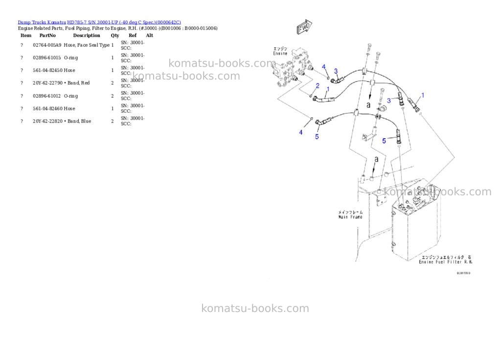 Komatsu HD785-7 S/N 30001-UP (-40 deg C Spec.) Parts catalog cover Page 5 Komatsu HD785-7 S/N 30001-UP (-40 deg C Spec.) Parts catalog cover Page 5