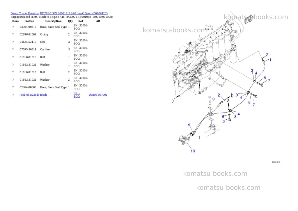 Komatsu HD785-7 S/N 30001-UP (-40 deg C Spec.) Parts catalog cover Page 7 Komatsu HD785-7 S/N 30001-UP (-40 deg C Spec.) Parts catalog cover Page 7
