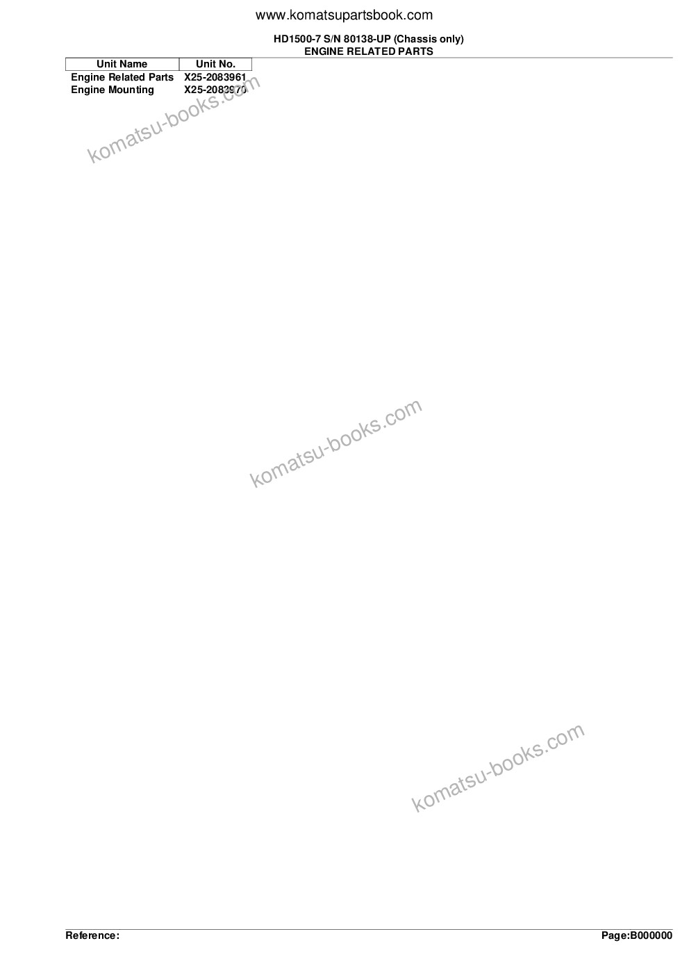 Komatsu hd1500-7 s/n 80138-up chassis only Parts catalog cover Page 2