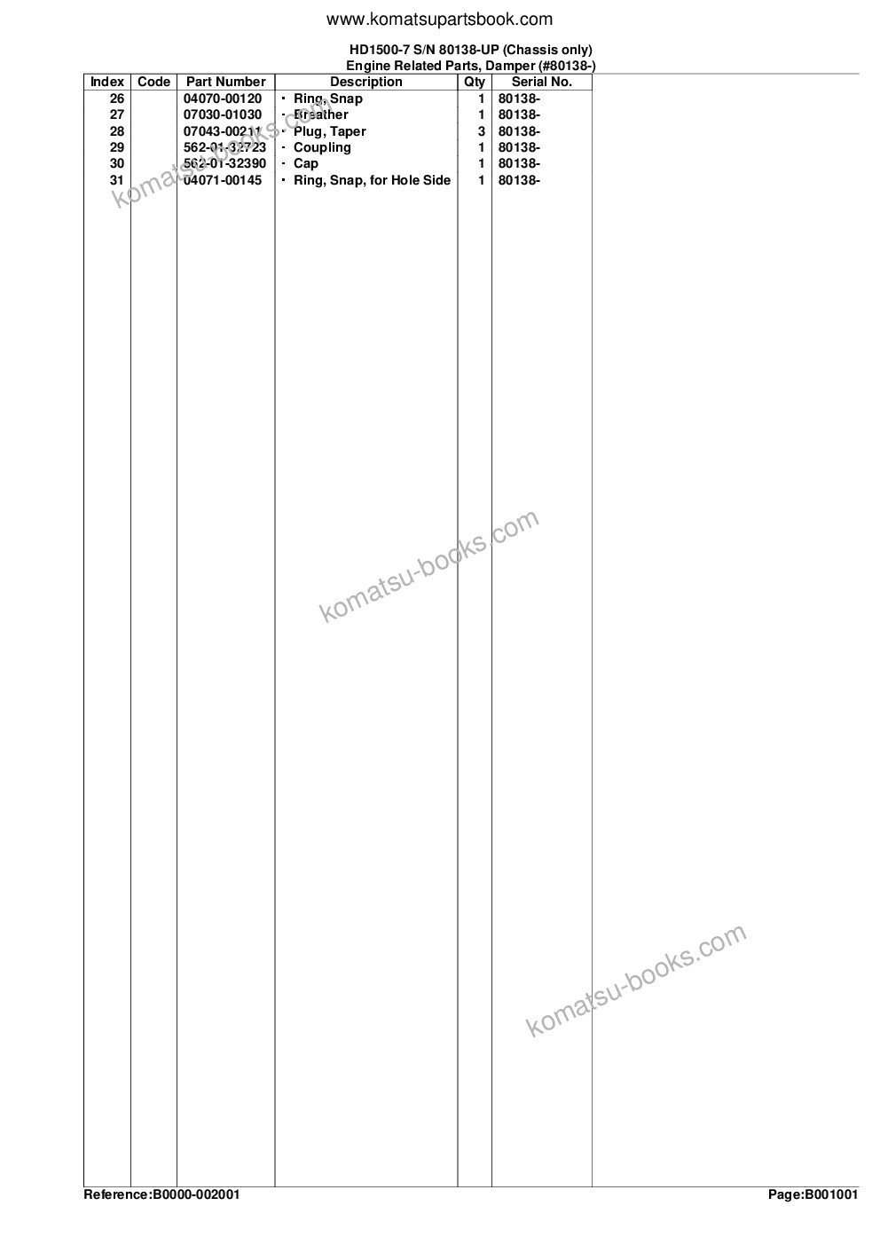 Komatsu hd1500-7 s/n 80138-up chassis only Parts catalog cover Page 5