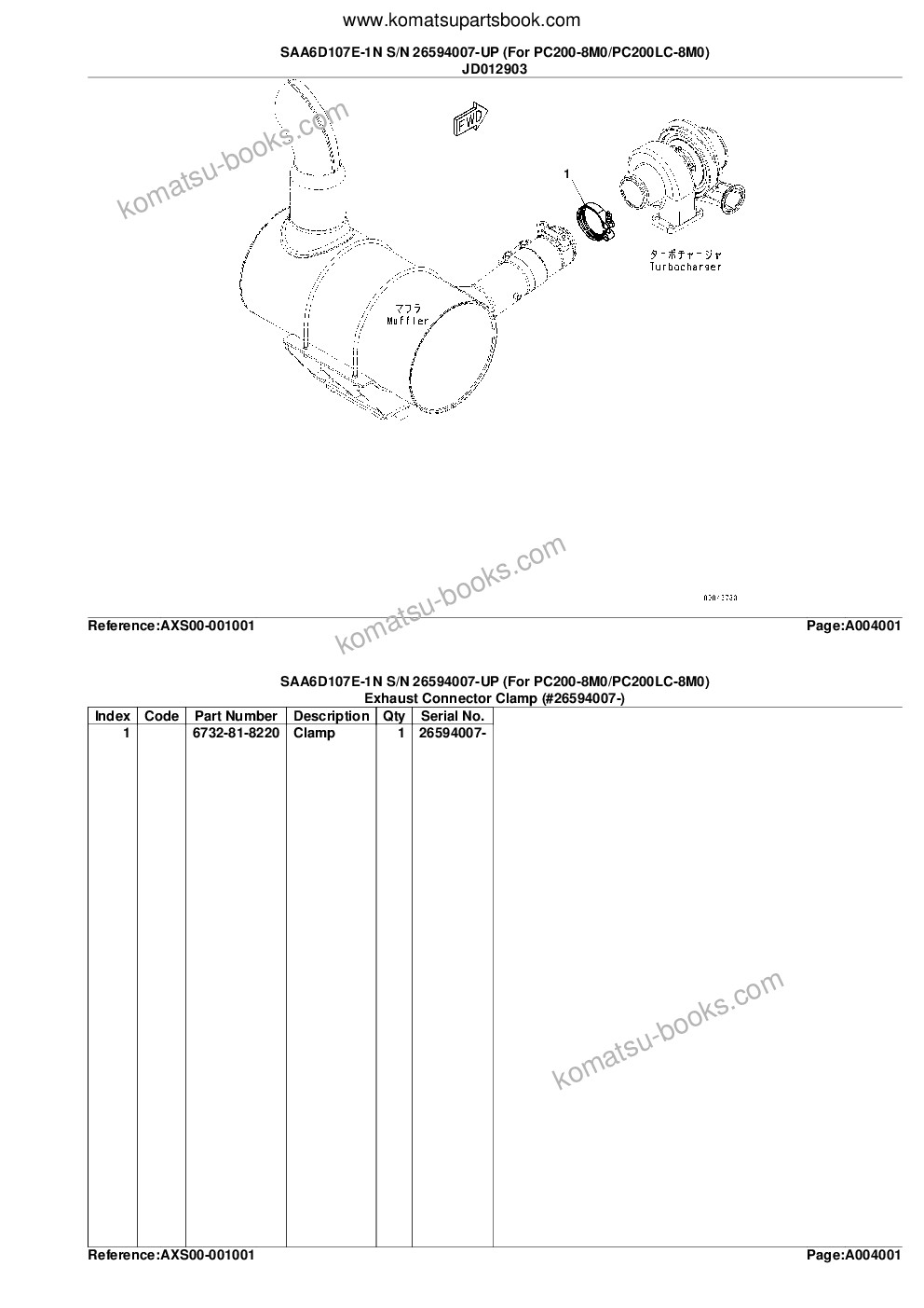 Komatsu SAA6D107E-1N S/N 26594007-UP (For PC200-8M0/PC200LC-8M0) Parts catalog cover Page 10