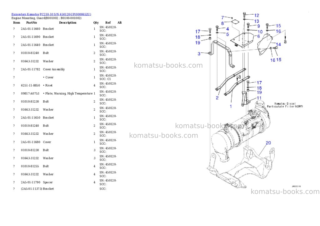 Komatsu pc210-10 s/n 450120-up Parts catalog cover Komatsu pc210-10 s/n 450120-up Parts catalog cover