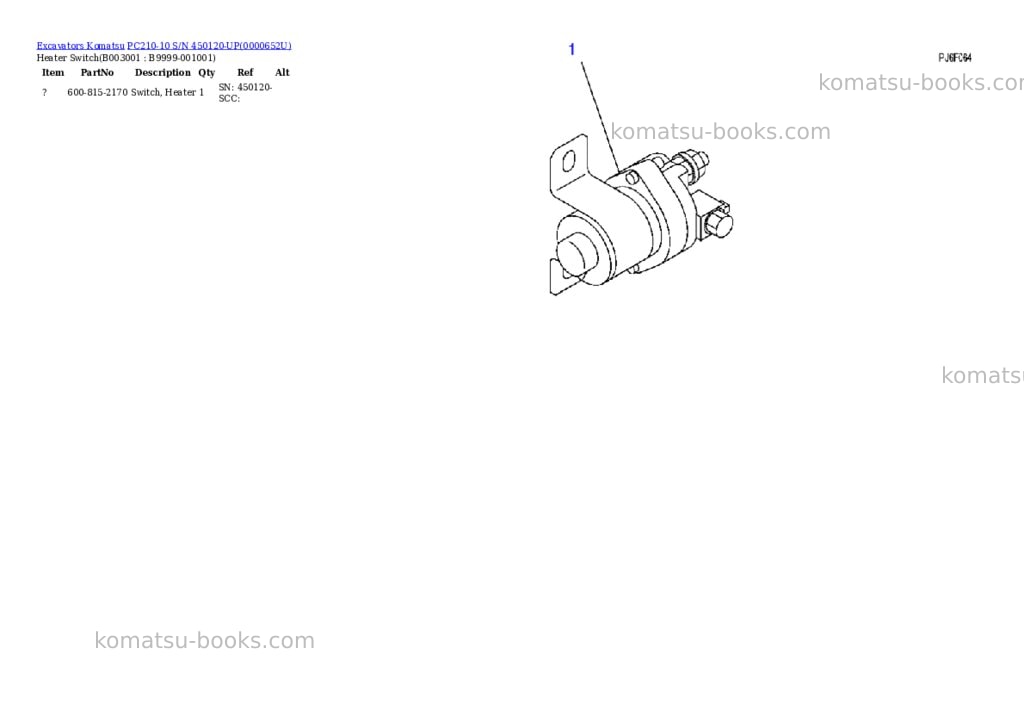 Komatsu pc210-10 s/n 450120-up Parts catalog cover Page 4 Komatsu pc210-10 s/n 450120-up Parts catalog cover Page 4