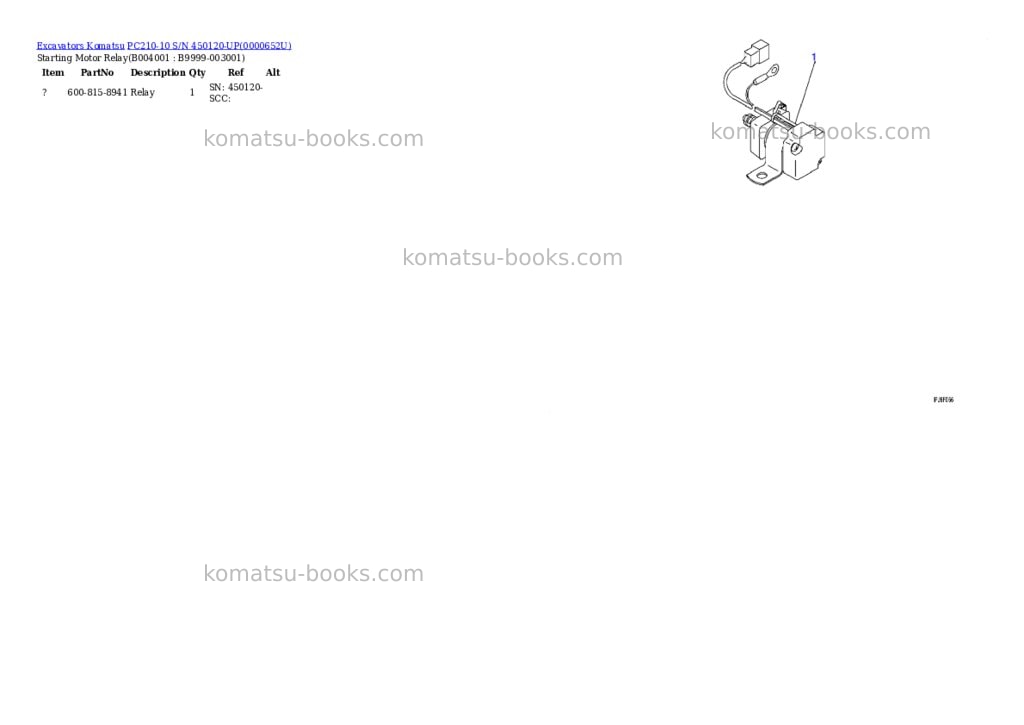 Komatsu pc210-10 s/n 450120-up Parts catalog cover Page 5 Komatsu pc210-10 s/n 450120-up Parts catalog cover Page 5