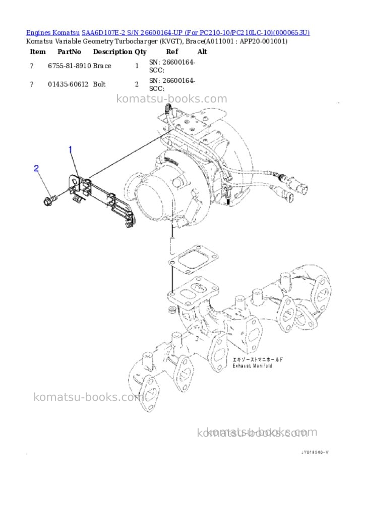 Komatsu saa6d107e-2 s/n 26600164-up for pc210-10/pc210lc-10 Parts catalog cover Page 10