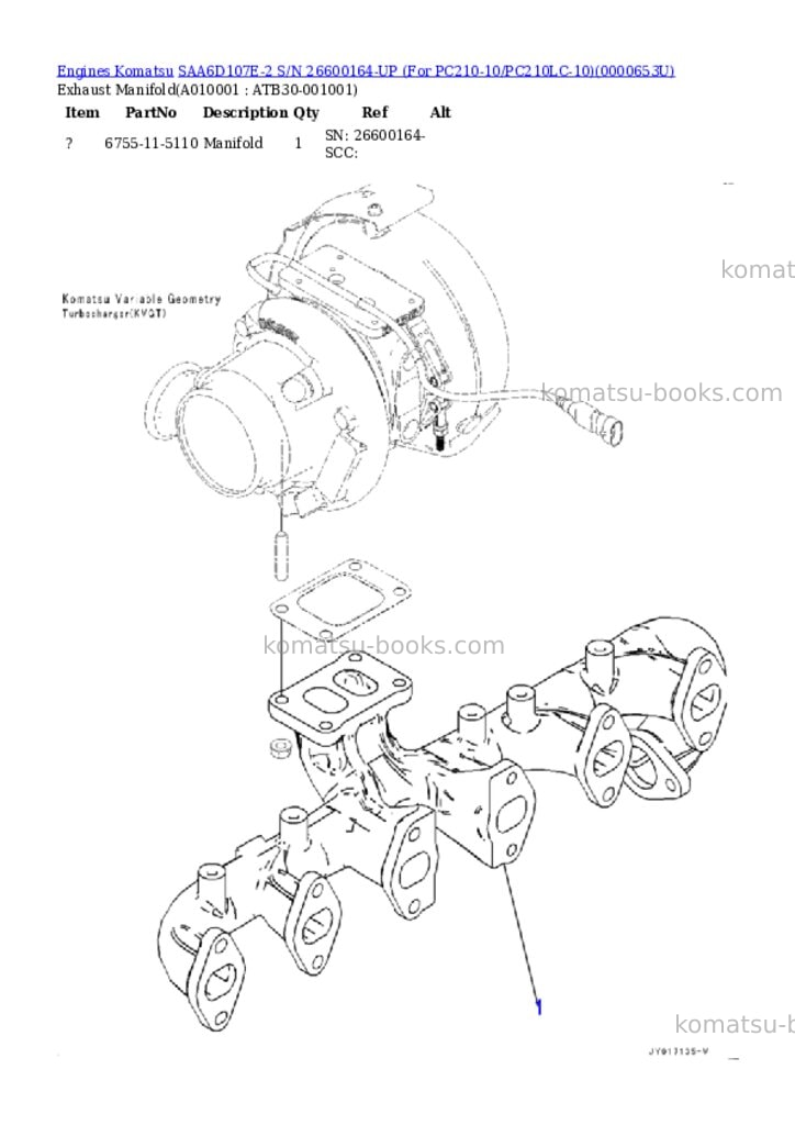 Komatsu saa6d107e-2 s/n 26600164-up for pc210-10/pc210lc-10 Parts catalog cover Page 9