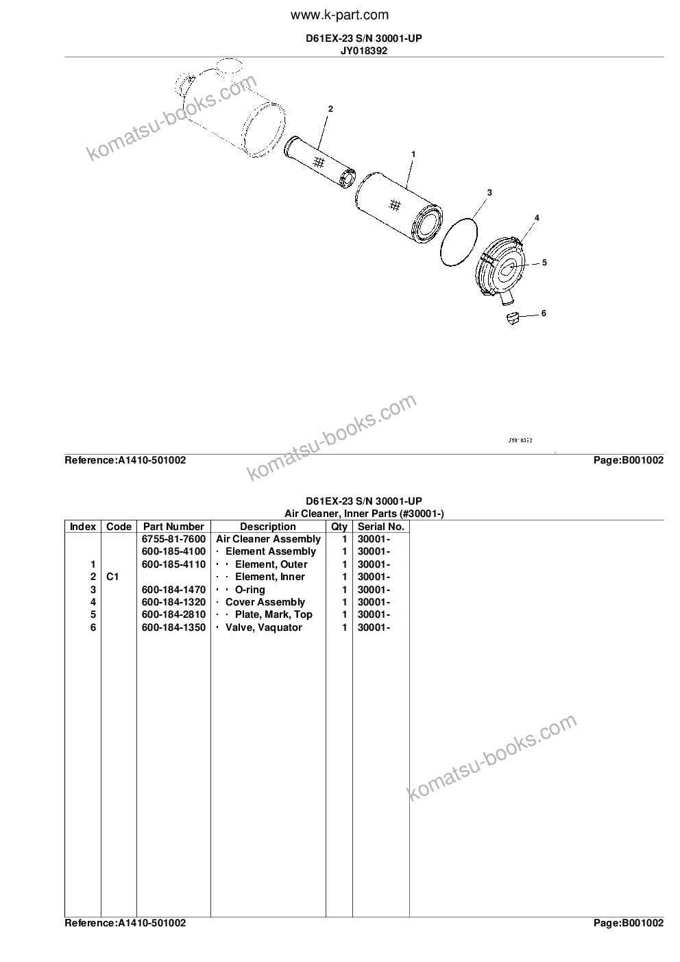 Komatsu d61ex-23 s/n 30001-up Parts catalog cover Page 5