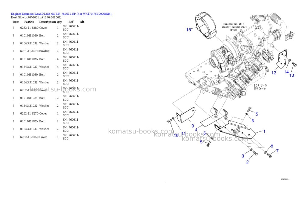 Komatsu saa6d125e-6c s/n 760611-up for wa470-7 Parts catalog cover Page 10 Komatsu saa6d125e-6c s/n 760611-up for wa470-7 Parts catalog cover Page 10