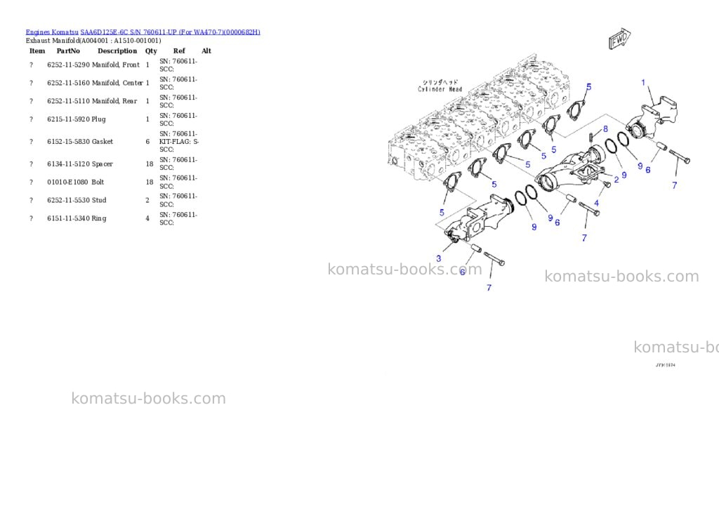 Komatsu saa6d125e-6c s/n 760611-up for wa470-7 Parts catalog cover Page 4 Komatsu saa6d125e-6c s/n 760611-up for wa470-7 Parts catalog cover Page 4