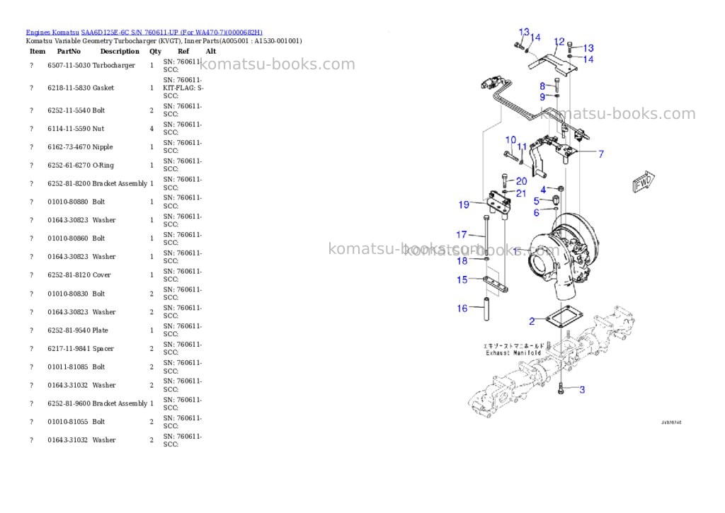Komatsu saa6d125e-6c s/n 760611-up for wa470-7 Parts catalog cover Page 5 Komatsu saa6d125e-6c s/n 760611-up for wa470-7 Parts catalog cover Page 5