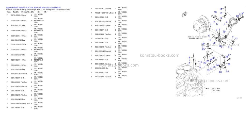 Komatsu saa6d125e-6c s/n 760611-up for wa470-7 Parts catalog cover Page 8 Komatsu saa6d125e-6c s/n 760611-up for wa470-7 Parts catalog cover Page 8