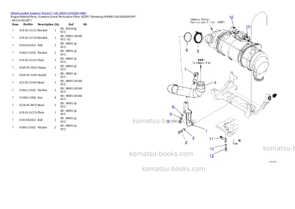 Komatsu wa320-7 s/n 80001-up Parts catalog cover Page 10 Komatsu wa320-7 s/n 80001-up Parts catalog cover Page 10