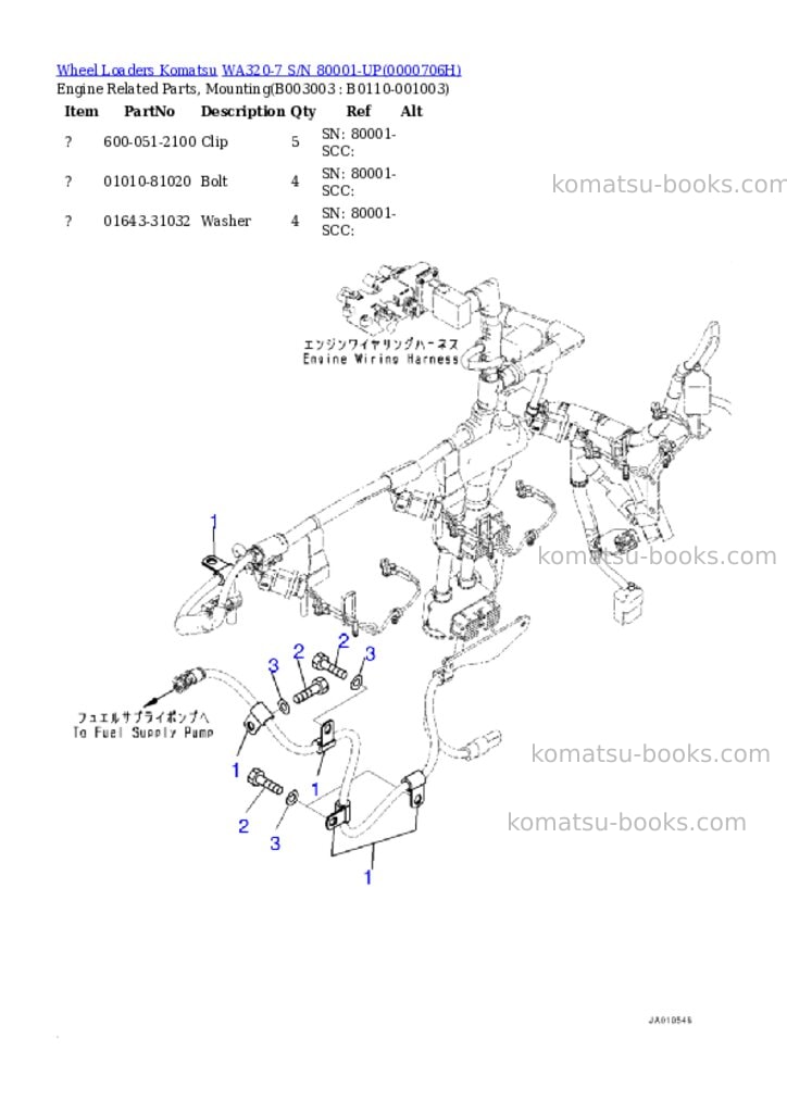 Komatsu wa320-7 s/n 80001-up Parts catalog cover Page 6 Komatsu wa320-7 s/n 80001-up Parts catalog cover Page 6
