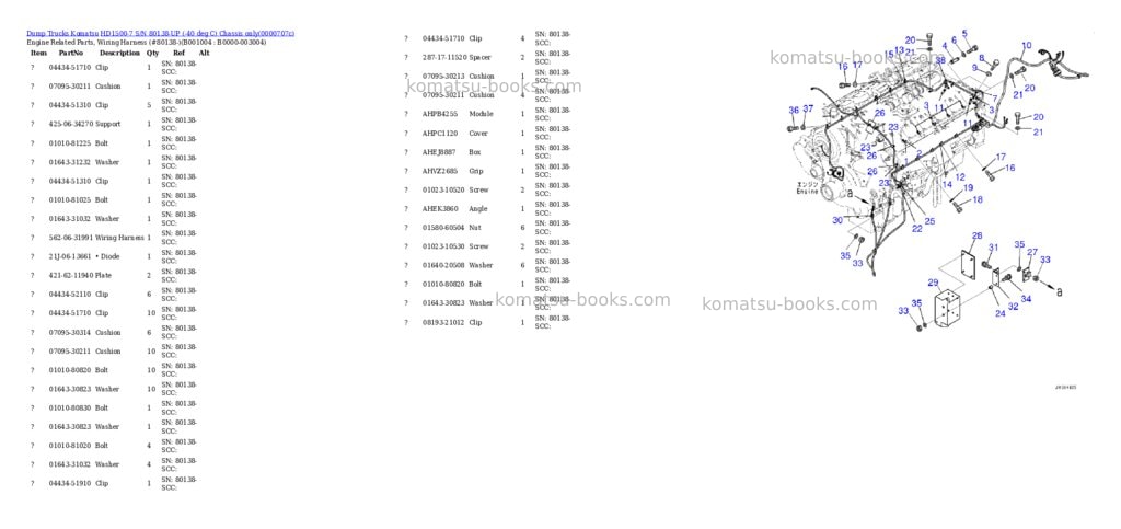 Komatsu hd1500-7 s/n 80138-up -40 deg c chassis only Parts catalog cover Page 3