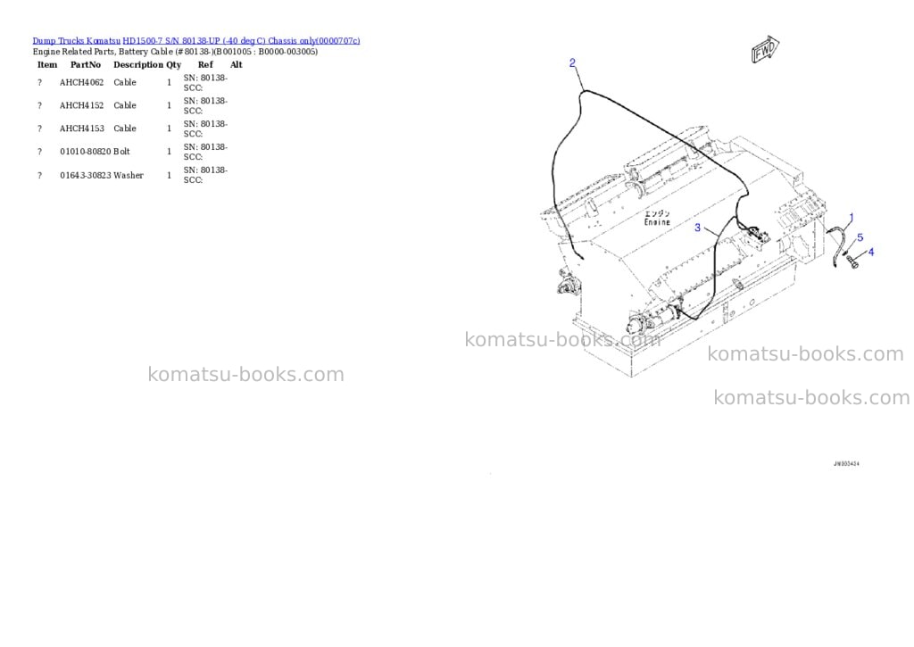 Komatsu hd1500-7 s/n 80138-up -40 deg c chassis only Parts catalog cover Page 4
