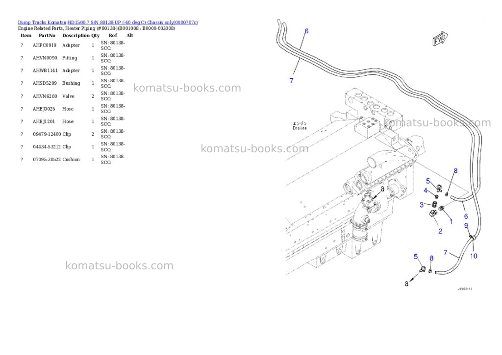 Komatsu hd1500-7 s/n 80138-up -40 deg c chassis only Parts catalog cover Page 7