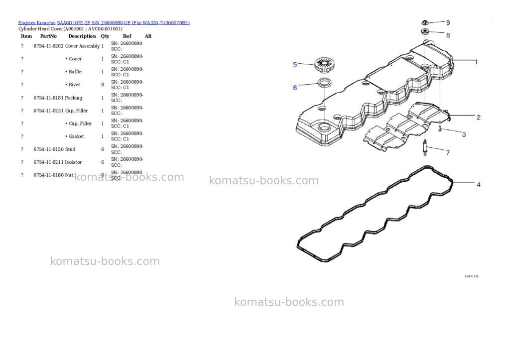 Komatsu saa6d107e-2f s/n 26600890-up for wa320-7 Parts catalog cover Page 2