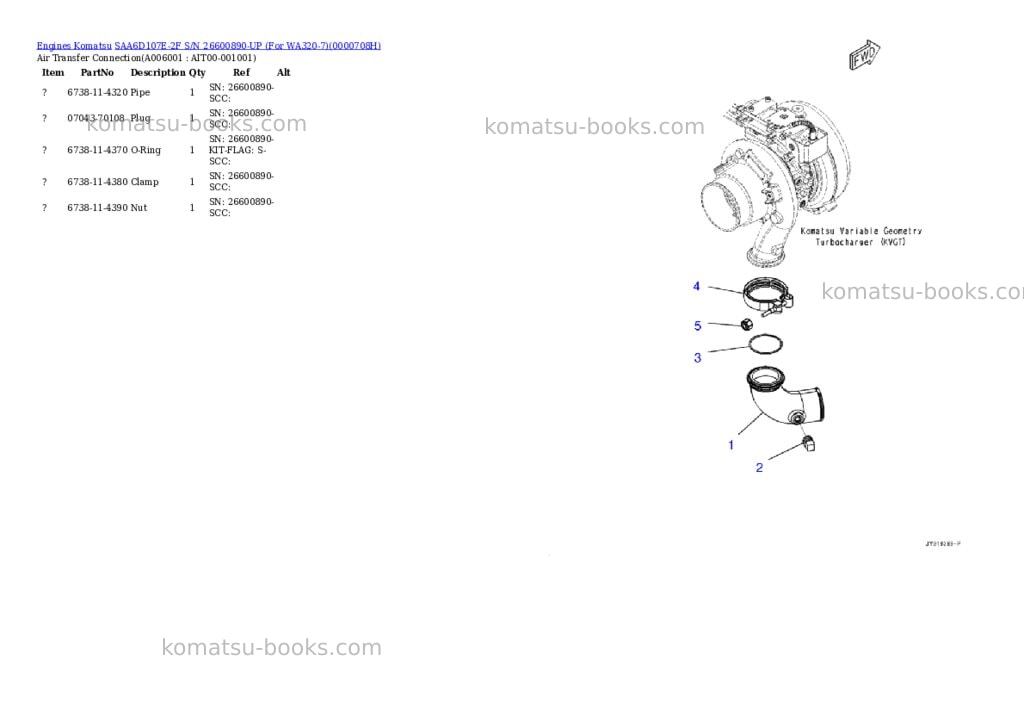 Komatsu saa6d107e-2f s/n 26600890-up for wa320-7 Parts catalog cover Page 5