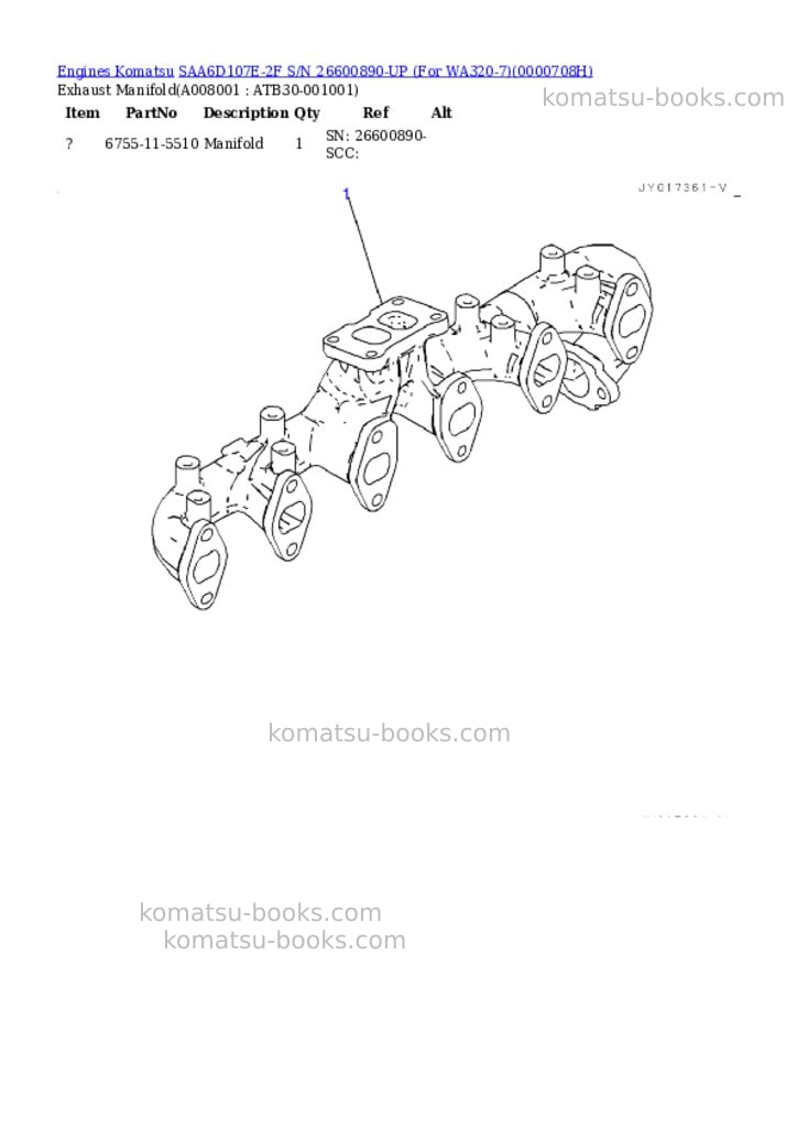 Komatsu saa6d107e-2f s/n 26600890-up for wa320-7 Parts catalog cover Page 7