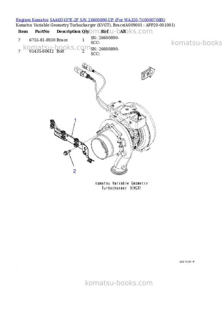 Komatsu saa6d107e-2f s/n 26600890-up for wa320-7 Parts catalog cover Page 8