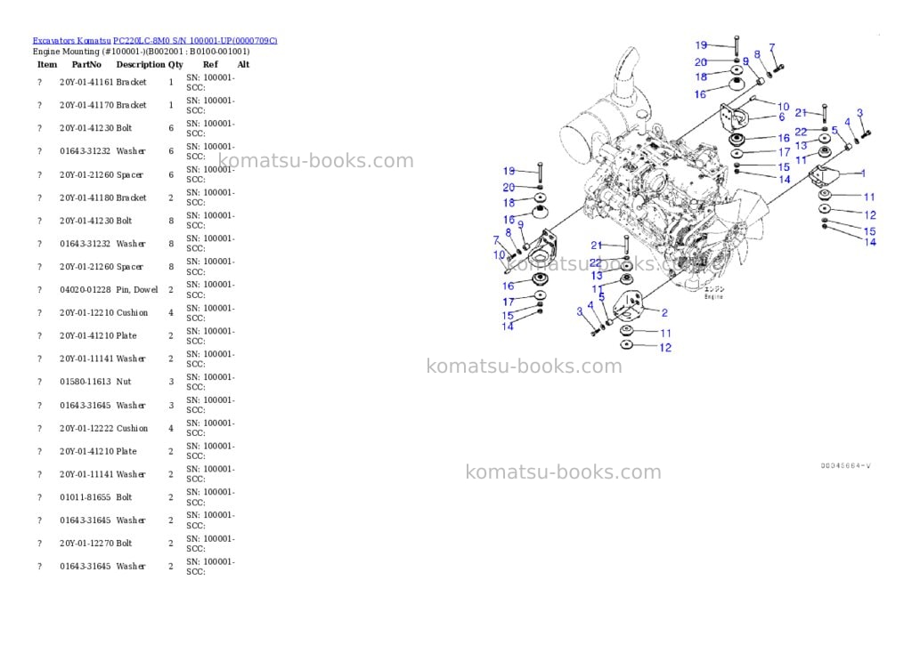Komatsu pc220lc-8m0 s/n 100001-up Parts catalog cover Page 2 Komatsu pc220lc-8m0 s/n 100001-up Parts catalog cover Page 2