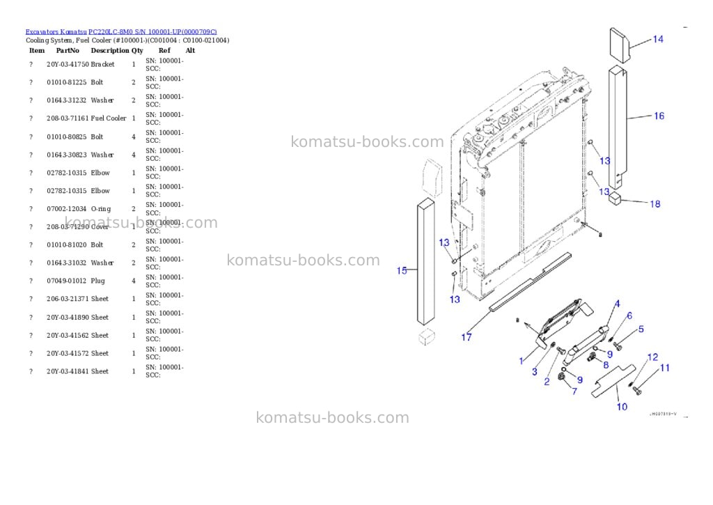 Komatsu pc220lc-8m0 s/n 100001-up Parts catalog cover Page 8 Komatsu pc220lc-8m0 s/n 100001-up Parts catalog cover Page 8