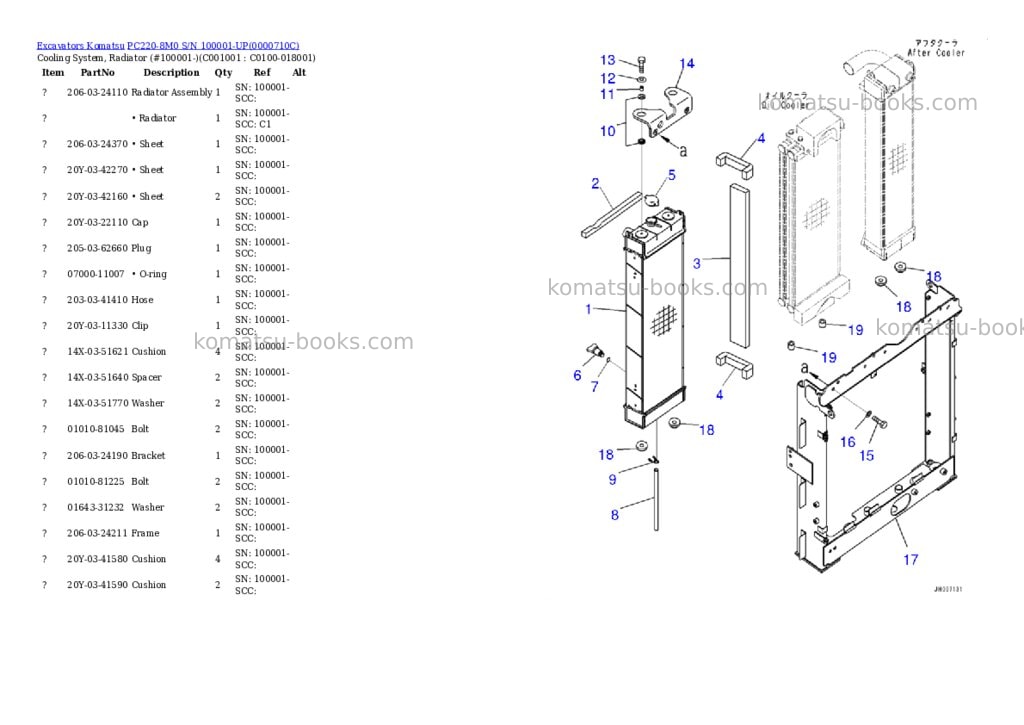 Komatsu pc220-8m0 s/n 100001-up Parts catalog cover Page 5 Komatsu pc220-8m0 s/n 100001-up Parts catalog cover Page 5