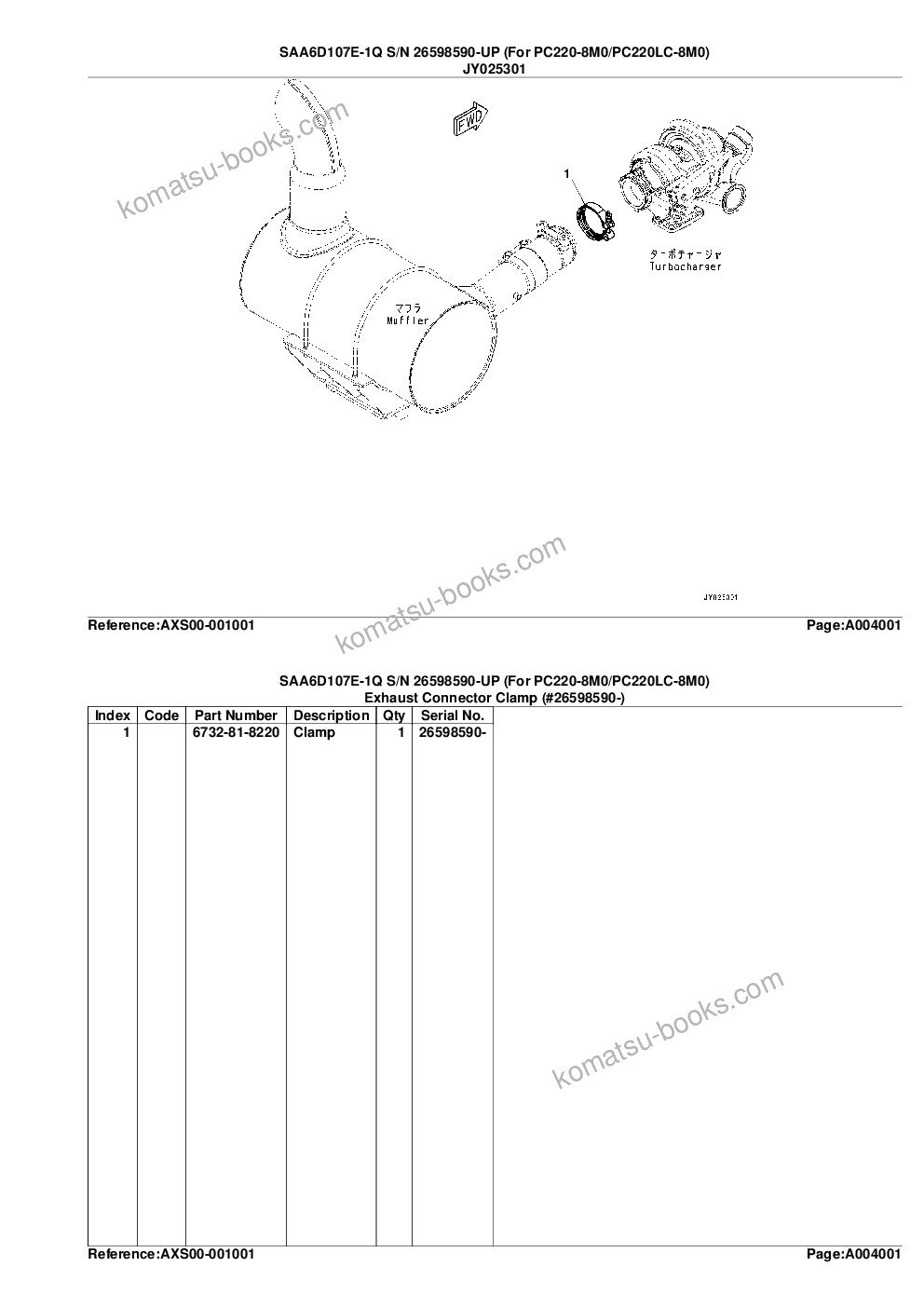 Komatsu saa6d107e-1q s/n 26598590-up for pc220-8m0/pc220lc-8m0 Parts catalog cover Page 10