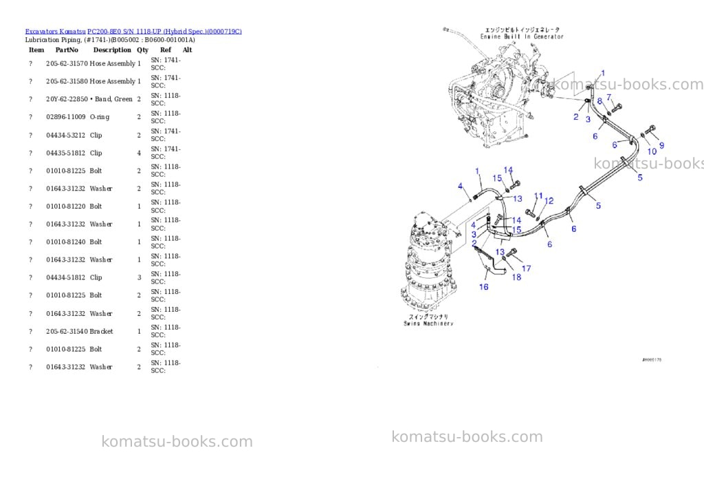Komatsu pc200-8e0 s/n 1118-up hybrid spec. Parts catalog cover Page 5