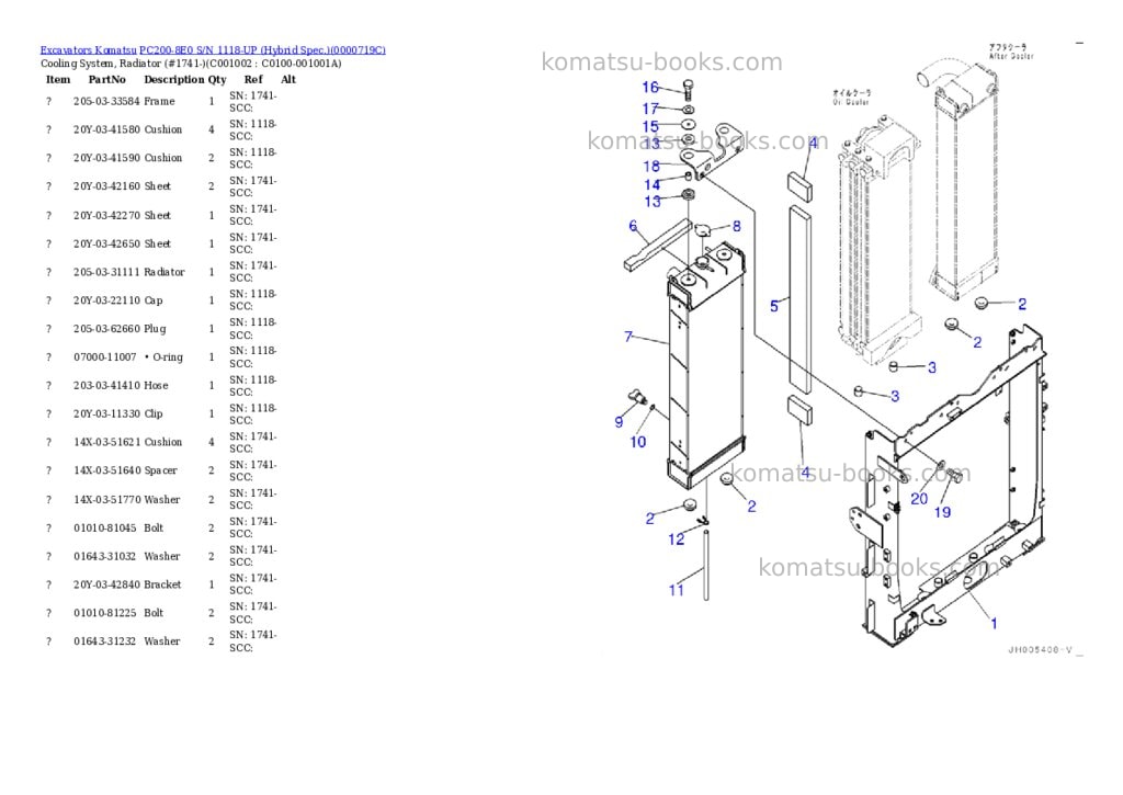 Komatsu pc200-8e0 s/n 1118-up hybrid spec. Parts catalog cover Page 7