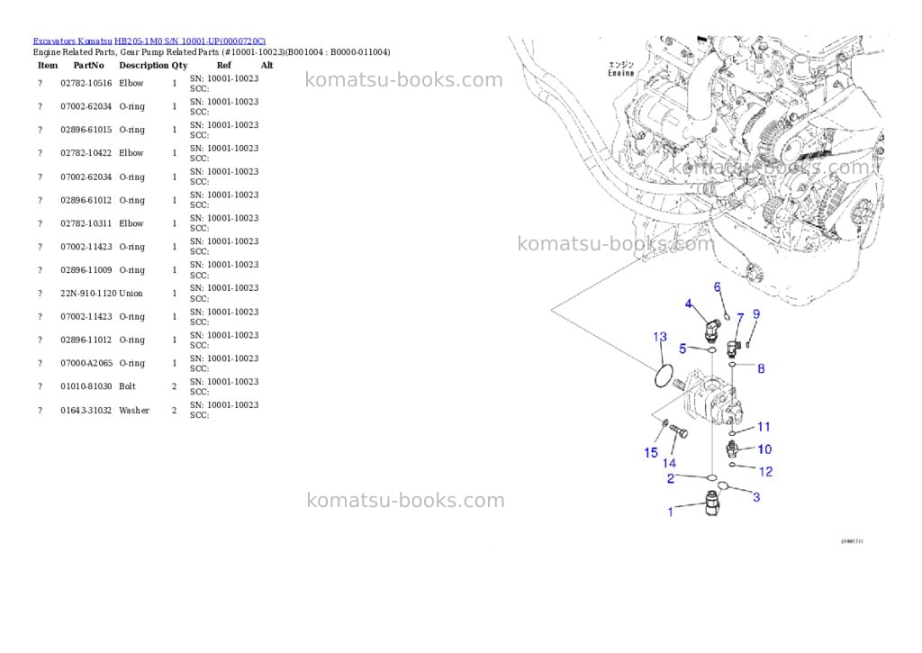 Komatsu hb205-1m0 s/n 10001-up Parts catalog cover Page 3 Komatsu hb205-1m0 s/n 10001-up Parts catalog cover Page 3