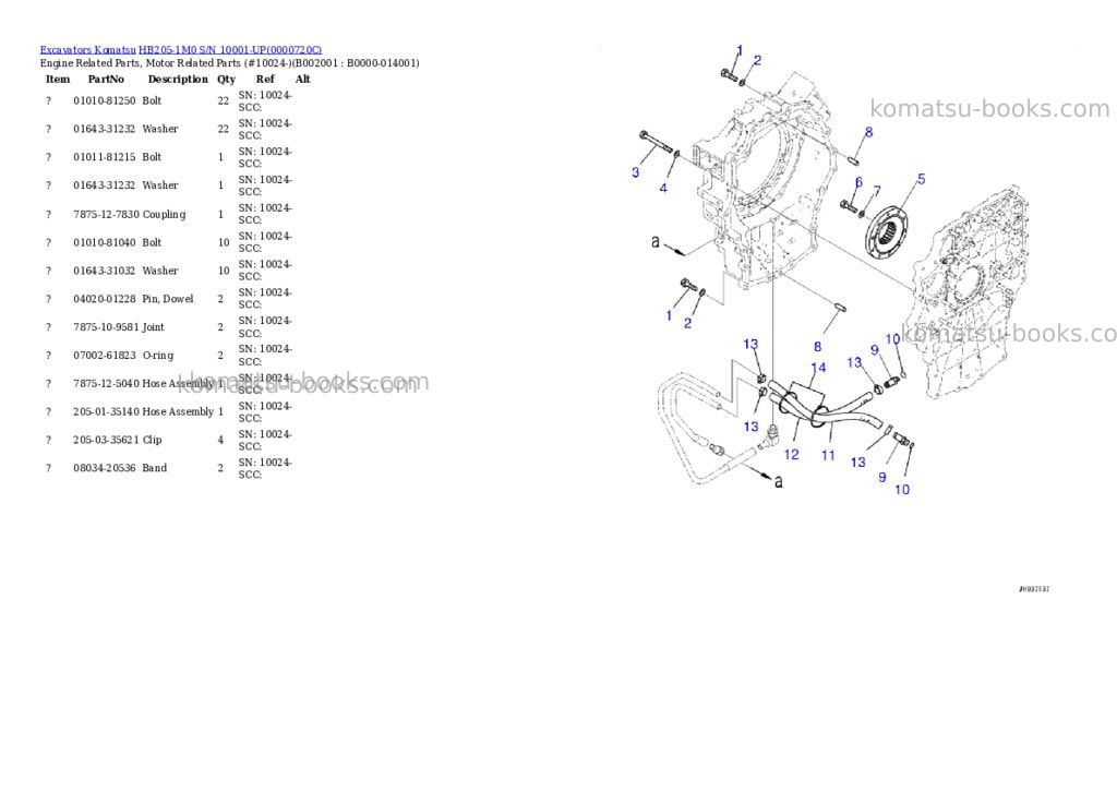 Komatsu hb205-1m0 s/n 10001-up Parts catalog cover Page 8 Komatsu hb205-1m0 s/n 10001-up Parts catalog cover Page 8