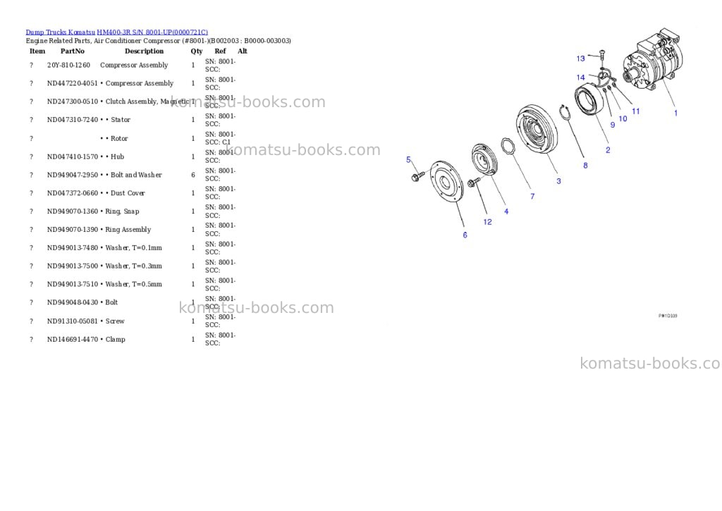 Komatsu hm400-3r s/n 8001-up Parts catalog cover Page 9 Komatsu hm400-3r s/n 8001-up Parts catalog cover Page 9