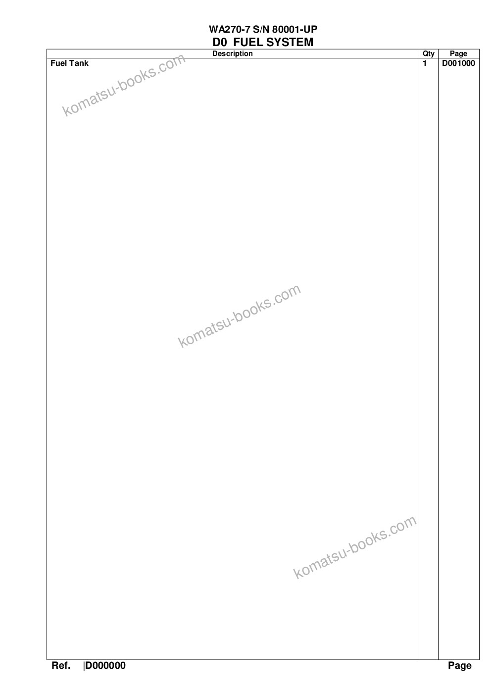 Komatsu wa270-7 s/n 80001-up Parts catalog cover Page 4 Komatsu wa270-7 s/n 80001-up Parts catalog cover Page 4