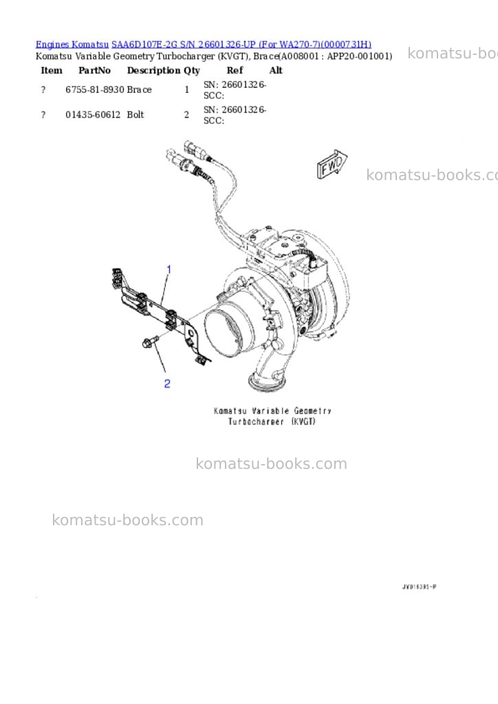 Komatsu saa6d107e-2g s/n 26601326-up for wa270-7 Parts catalog cover Page 7