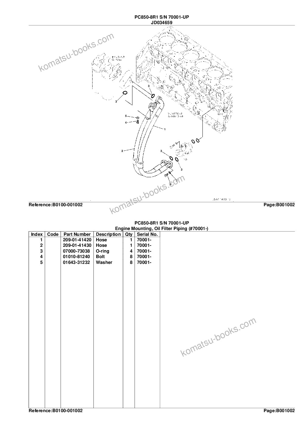 Komatsu pc850-8r1 s/n 70001-up Parts catalog cover Page 5 Komatsu pc850-8r1 s/n 70001-up Parts catalog cover Page 5