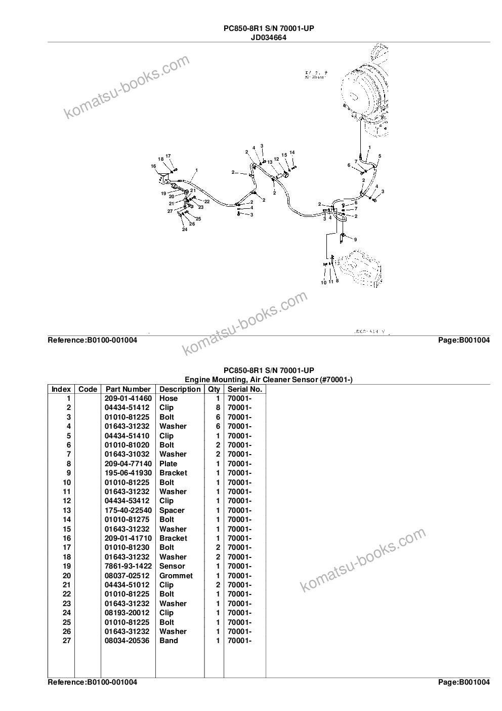 Komatsu pc850-8r1 s/n 70001-up Parts catalog cover Page 7 Komatsu pc850-8r1 s/n 70001-up Parts catalog cover Page 7