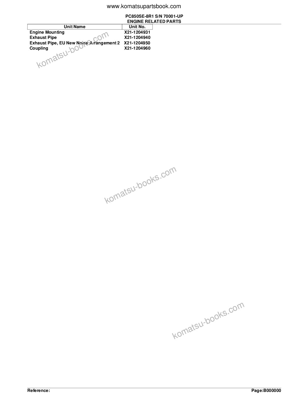 Komatsu pc850se-8r1 s/n 70001-up Parts catalog cover Page 2
