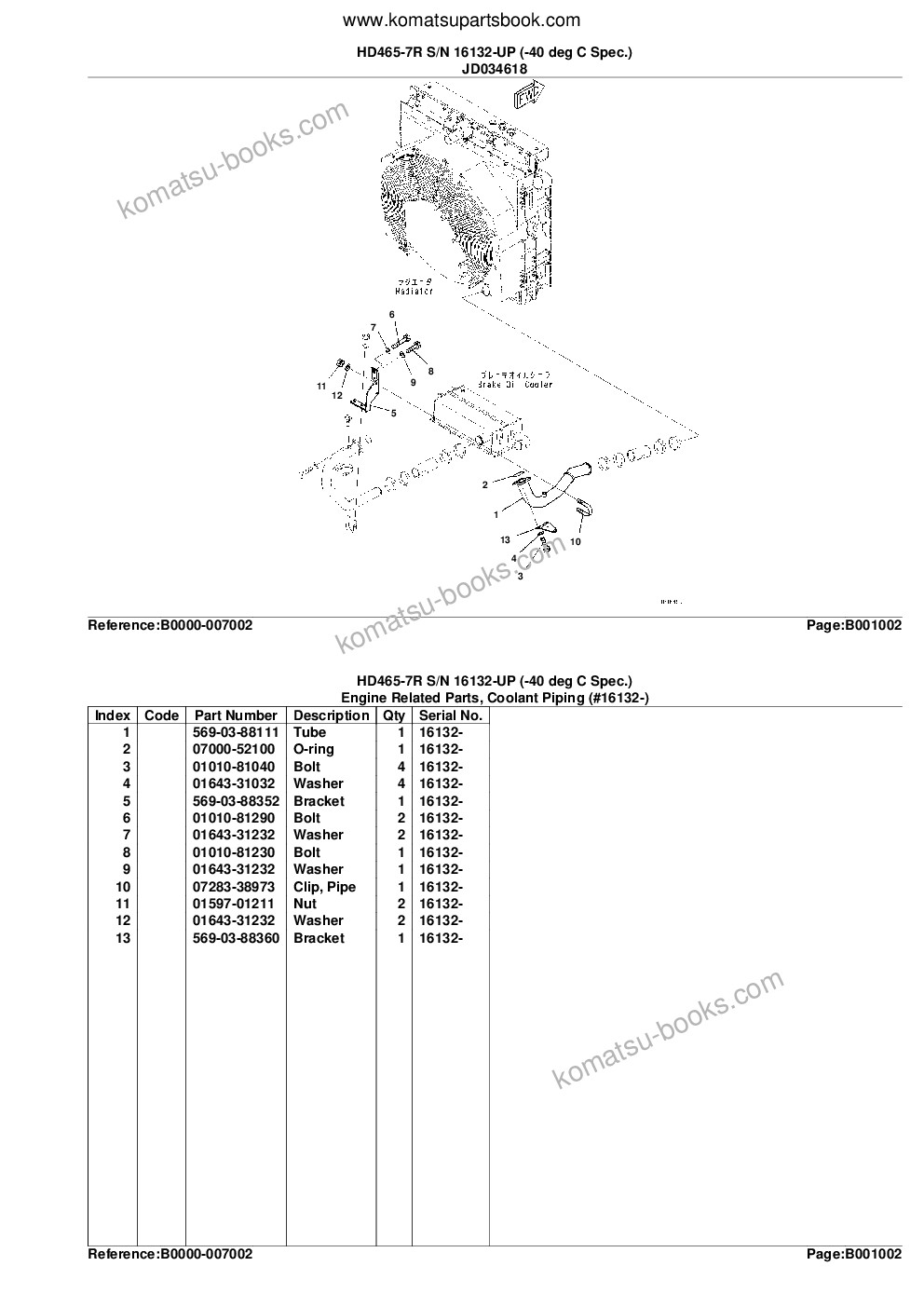 Komatsu hd465-7r s/n 16132-up -40 deg c spec. Parts catalog cover Page 5