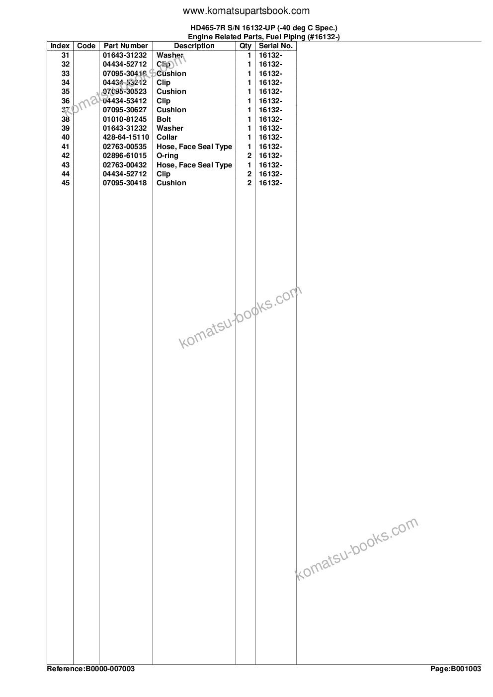 Komatsu hd465-7r s/n 16132-up -40 deg c spec. Parts catalog cover Page 7