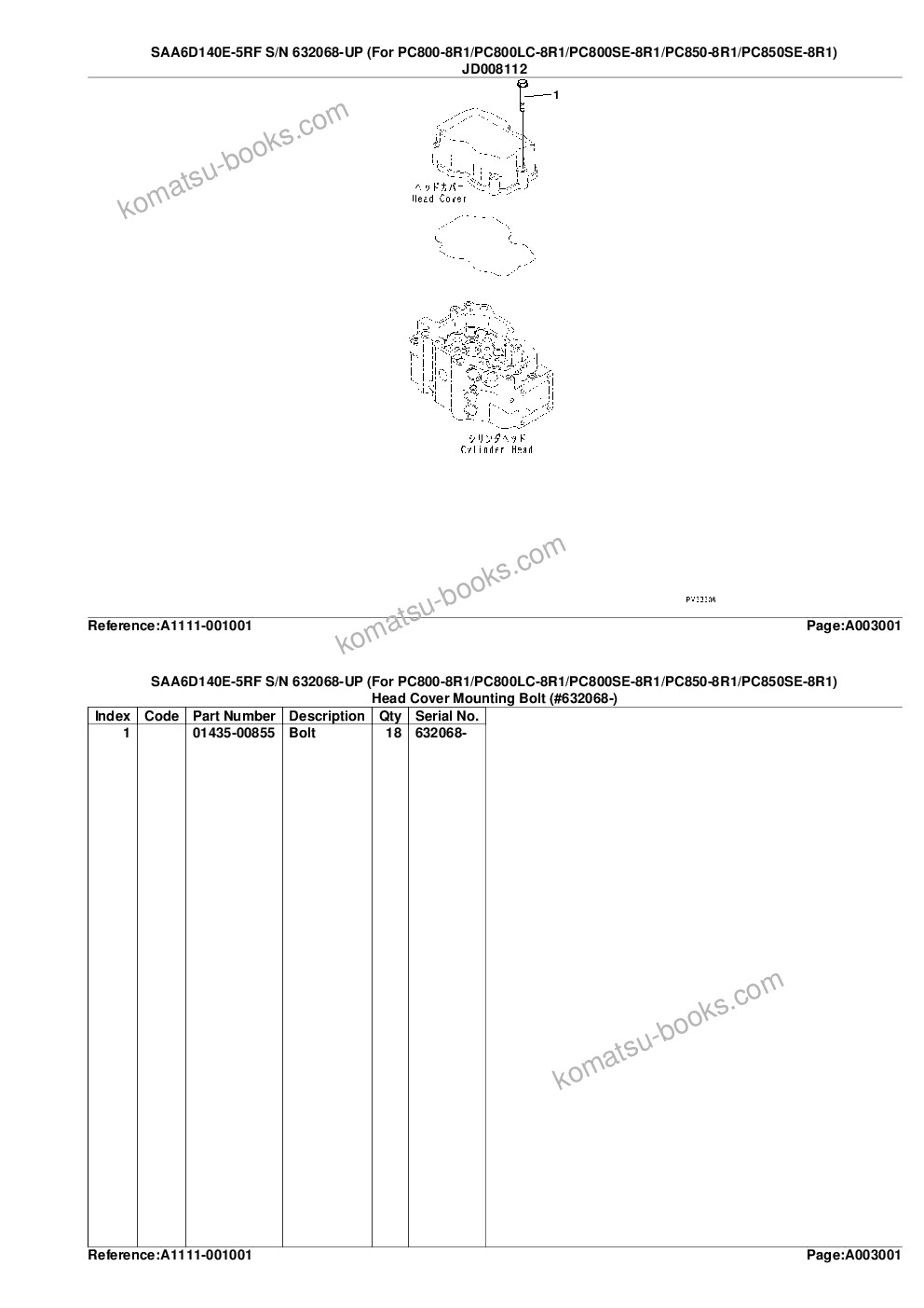 Komatsu saa6d140e-5rf s/n 632068-up for pc800-8r1/pc800lc-8r1/pc800se-8r1/pc850-8r1/pc850se-8r1 Parts catalog cover Page 9 Komatsu saa6d140e-5rf s/n 632068-up for pc800-8r1/pc800lc-8r1/pc800se-8r1/pc850-8r1/pc850se-8r1 Parts catalog cover Page 9