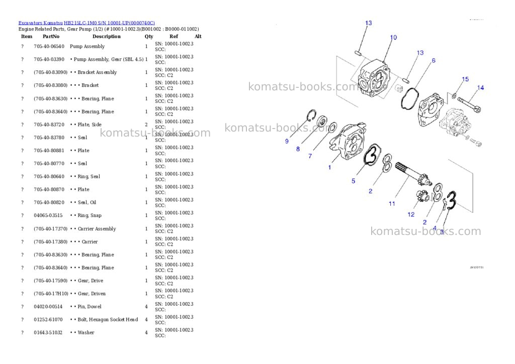 Komatsu hb215lc-1m0 s/n 10001-up Parts catalog cover Komatsu hb215lc-1m0 s/n 10001-up Parts catalog cover