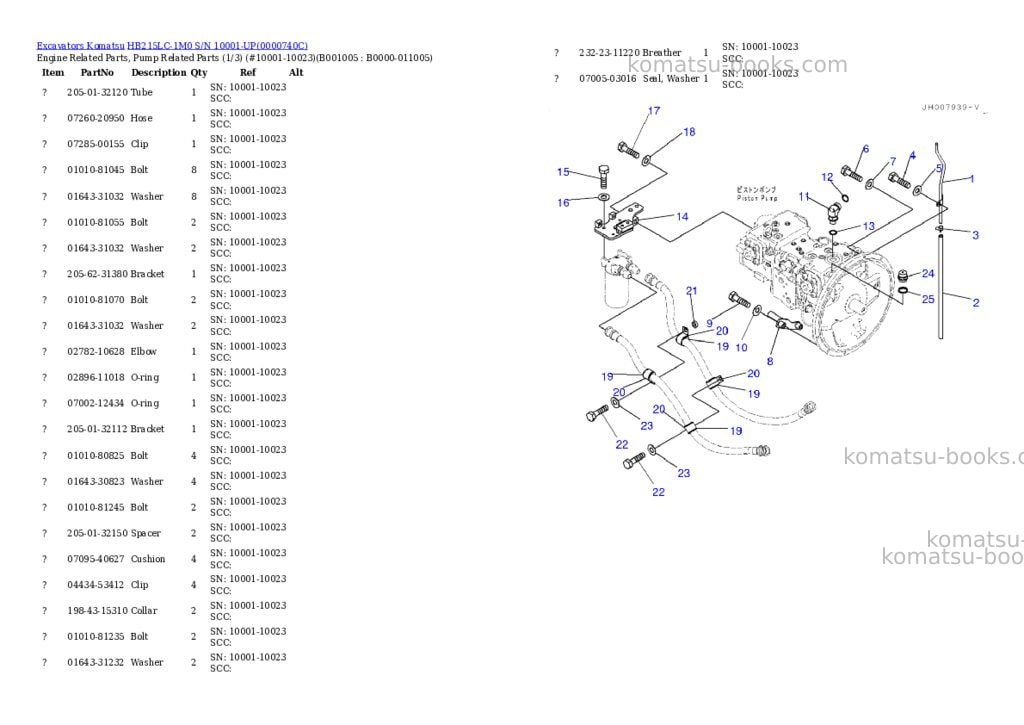 Komatsu hb215lc-1m0 s/n 10001-up Parts catalog cover Page 4 Komatsu hb215lc-1m0 s/n 10001-up Parts catalog cover Page 4