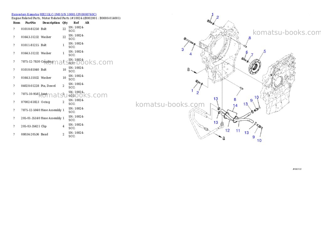 Komatsu hb215lc-1m0 s/n 10001-up Parts catalog cover Page 8 Komatsu hb215lc-1m0 s/n 10001-up Parts catalog cover Page 8
