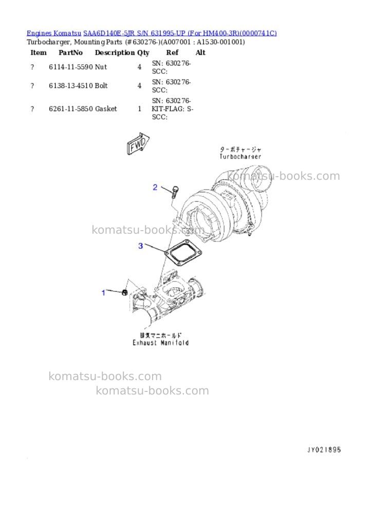 Komatsu saa6d140e-5jr s/n 631995-up for hm400-3r Parts catalog cover Page 6 Komatsu saa6d140e-5jr s/n 631995-up for hm400-3r Parts catalog cover Page 6