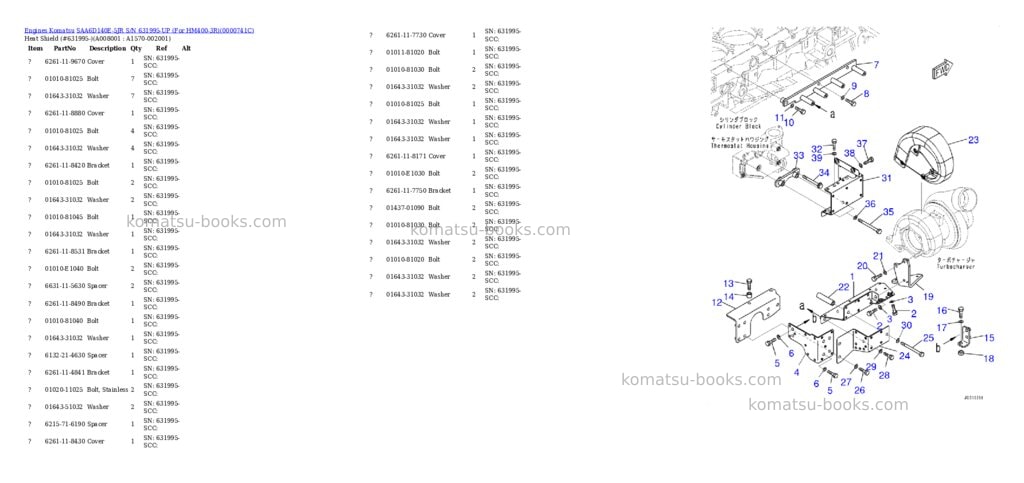 Komatsu saa6d140e-5jr s/n 631995-up for hm400-3r Parts catalog cover Page 9 Komatsu saa6d140e-5jr s/n 631995-up for hm400-3r Parts catalog cover Page 9