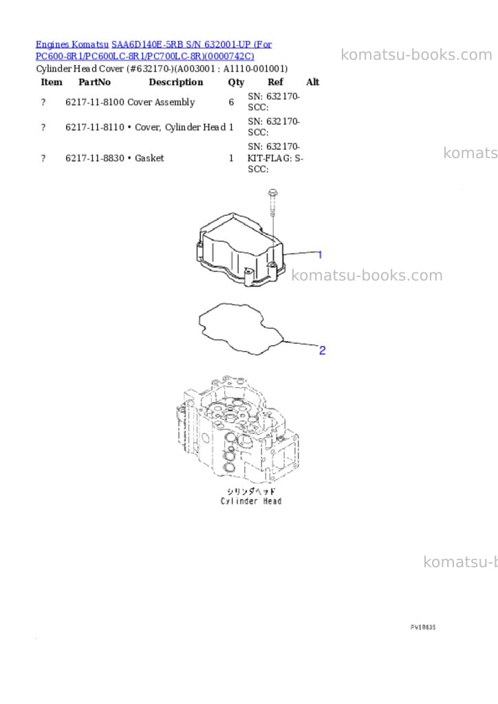 Komatsu saa6d140e-5rb s/n 632170-up for pc600-8r1/pc600lc-8r1/pc700lc-8r Parts catalog cover Page 2 Komatsu saa6d140e-5rb s/n 632170-up for pc600-8r1/pc600lc-8r1/pc700lc-8r Parts catalog cover Page 2